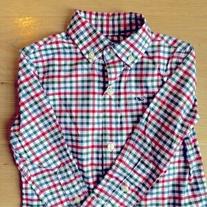 Vineyard Vines boys red, green, blue, white button down